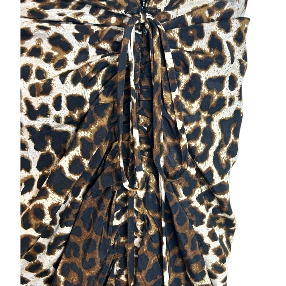 Veronica Beard - Women’s ‘Ari’ Leopard Silk Skirt, Ruched - Nude/Brown X-Small - Picture 11 of 17